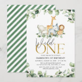 Wild One Safari Oerwoud Animals 1ste verjaardag Kaart (Voorkant / Achterkant)