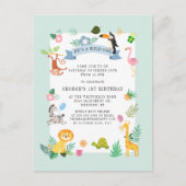 Wild One Safari Oerwoud Animals 1ste verjaardag Uitnodiging Briefkaart (Voorkant)