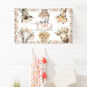 Wild ONE Safari Oerwoud Animals 2e verjaardagsfees Spandoek (Insitu)