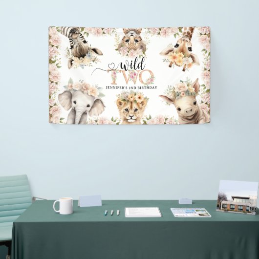 Wild ONE Safari Oerwoud Animals 2e verjaardagsfees Spandoek (Beurs)