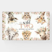 Wild ONE Safari Oerwoud Animals 2e verjaardagsfees Spandoek (Horizontaal)