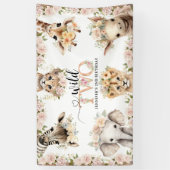 Wild ONE Safari Oerwoud Animals 2e verjaardagsfees Spandoek (Verticaal)