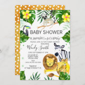 Wild One Safari oerwoud Animals Baby shower Kaart (Voorkant / Achterkant)