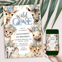 Wild One Safari Oerwoud Animals Boy 1e Verjaardag