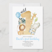 Wild One Safari Oerwoud Animals Gold Greenery Scha Kaart (Voorkant)