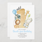 Wild One Safari Oerwoud Animals Gold Greenery Scha Kaart (Voorkant / Achterkant)