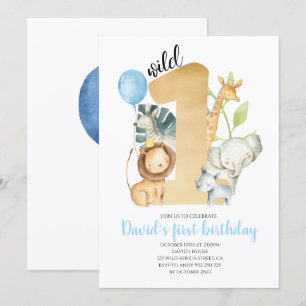 Wild One Safari Oerwoud Animals Gold Greenery Scha Kaart