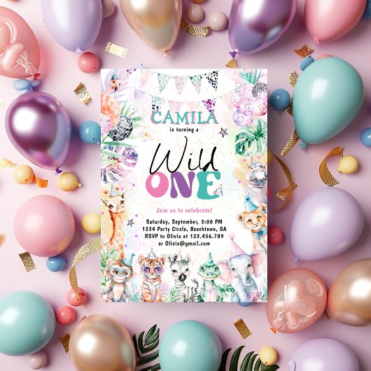 Wild One Safari Oerwoud Animals Verjaardag Kaart