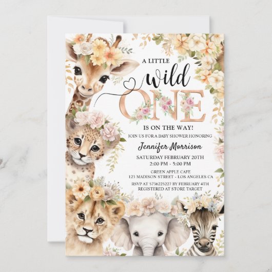 Wild One Safari Oerwoud Baby shower Kaart (Voorkant)