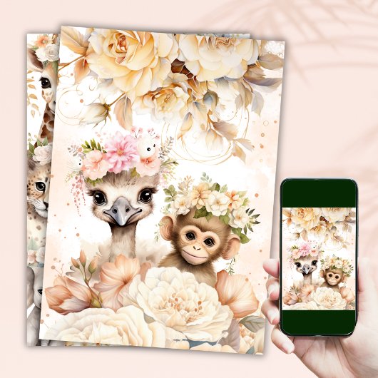 Wild One Safari Oerwoud Baby shower Kaart