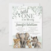 Wild one Safari Oerwoud baby shower nodigd uit Kaart (Voorkant)