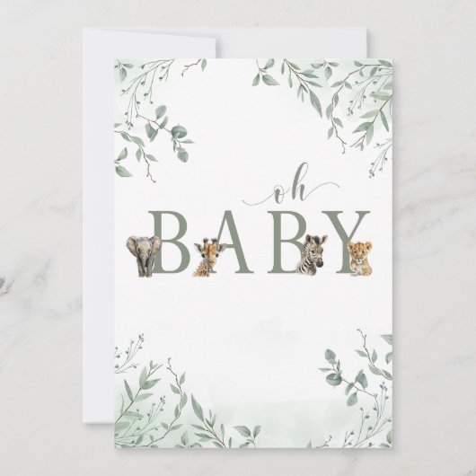 Wild one Safari Oerwoud baby shower nodigd uit Kaart (Achterkant)