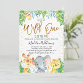 Wild One Safari Oerwoud Baby shower uitnodiging (Staand voorkant)