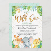 Wild One Safari Oerwoud Baby shower uitnodiging (Voorkant / Achterkant)