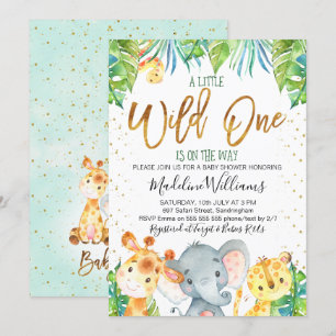 Wild One Safari Oerwoud Baby shower uitnodiging
