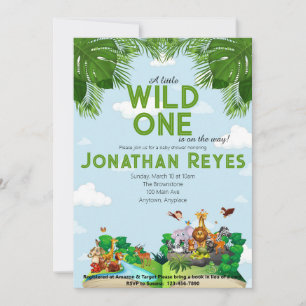 Wild One Safari Oerwoud Baby shower uitnodiging