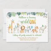 Wild One Safari Oerwoud Birthday Kaart (Voorkant)