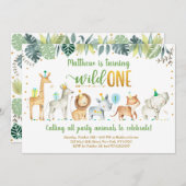 Wild One Safari Oerwoud Birthday Kaart (Voorkant / Achterkant)