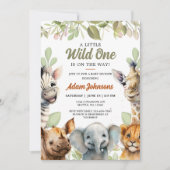 Wild One Safari Oerwoud Bloemen Baby shower Kaart (Voorkant)