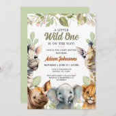 Wild One Safari Oerwoud Bloemen Baby shower Kaart (Voorkant / Achterkant)