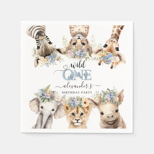 Wild One Safari Oerwoud Boy 1e Verjaardags Servett Servet (Voorkant)