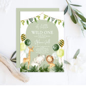 Wild One Safari Oerwoud Boy Baby shower Invitation Kaart