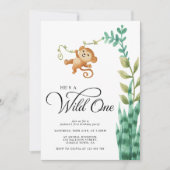 Wild One Safari Oerwoud Boys 1e verjaardagsfeestje Kaart (Voorkant)