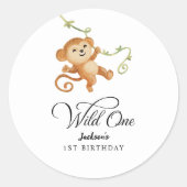 Wild One Safari Oerwoud Boys 1e verjaardagsfeestje Ronde Sticker (Voorkant)