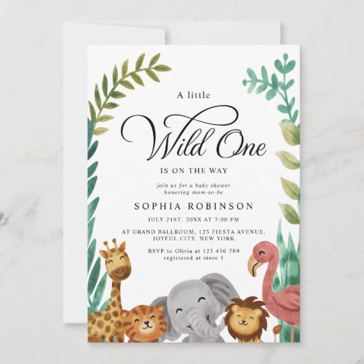 Wild One Safari Oerwoud Boys Baby shower Kaart (Voorkant)