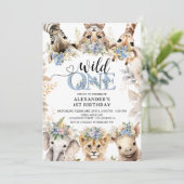 Wild ONE | Safari Oerwoud Dieren 1e Verjaardag Jon Kaart (Staand voorkant)