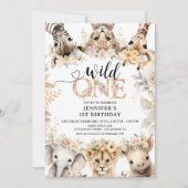 Wild ONE | Safari Oerwoud Dieren 1e Verjaardag Mei Kaart (Voorkant)