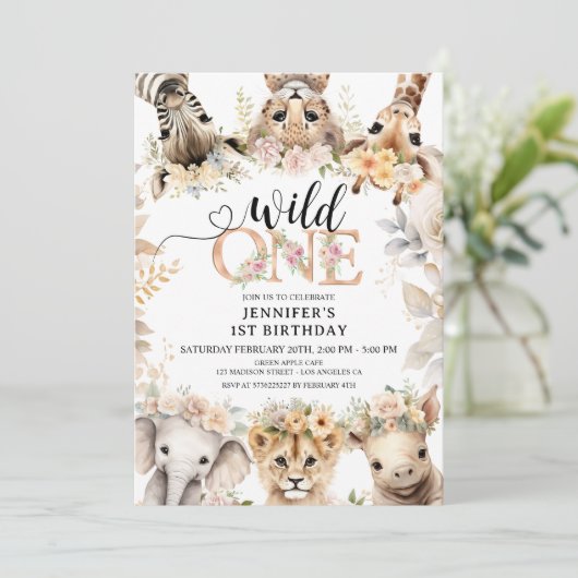 Wild ONE | Safari Oerwoud Dieren 1e Verjaardag Mei Kaart (Staand voorkant)