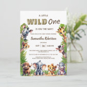 Wild one Safari Oerwoud Dieren Baby shower Kaart (Staand voorkant)