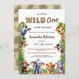 Wild one Safari Oerwoud Dieren Baby shower Kaart
