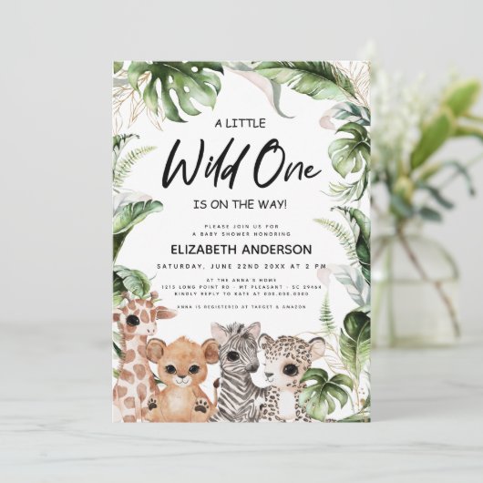 Wild One Safari Oerwoud Dieren Genderneutraal Kaart (Staand voorkant)