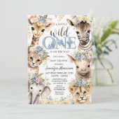 Wild One Safari Oerwoud Dieren Jongen Baby shower Kaart (Staand voorkant)
