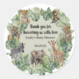 Wild One Safari Oerwoud Dieren Jongen Baby shower Ronde Sticker
