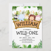 Wild One Safari OERWOUD Dieren Verjaardagsfoto Kaart (Voorkant)