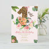 Wild One Safari Oerwoud Dieren Verjaardagsuitnodig Kaart (Staand voorkant)