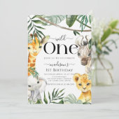 Wild One Safari Oerwoud Dierenjongen 1e Verjaardag Kaart (Staand voorkant)