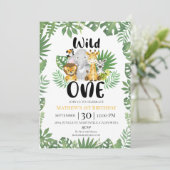 Wild One Safari Oerwoud Eerste 1e Verjaardag Kaart (Staand voorkant)