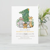 Wild One Safari Oerwoud Eerste 1e Verjaardag Numme Kaart (Staand voorkant)