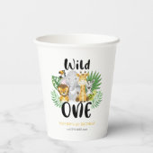 Wild One Safari Oerwoud Eerste 1e Verjaardag Papieren Bekers (Achterkant)