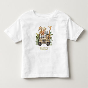 Wild One Safari Oerwoud Eerste Verjaardag Naam Mei Kinder Shirts