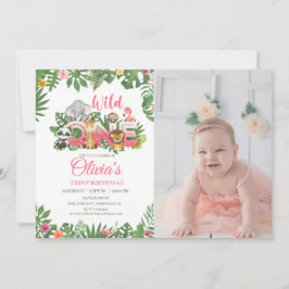 Wild One Safari Oerwoud First Birthday Baby Girl Kaart