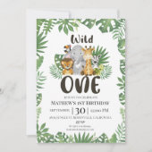 Wild One Safari Oerwoud First Birthday Kaart (Voorkant)