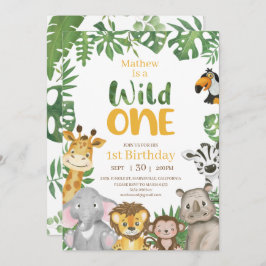 Wild One Safari Oerwoud First Birthday Yellow Kaart