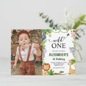 Wild One Safari Oerwoud Foto Waterverf Birthday Kaart (Staand voorkant)