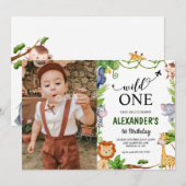 Wild One Safari Oerwoud Foto Waterverf Birthday Kaart (Voorkant / Achterkant)