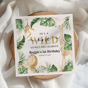 Wild One Safari Oerwoud Green & Gold 1ste verjaard Servet